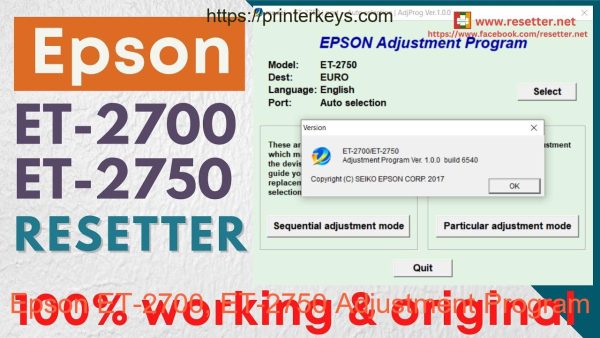 Epson ET-2700, ET-2750 Adjustment Program