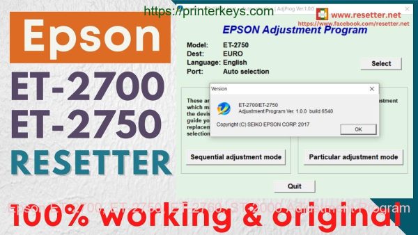 Epson ET-2700, ET-2750, ET-2760, ST-2000 Adjustment Program