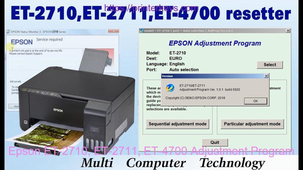 Epson ET-2710, ET-2711, ET-4700 Adjustment Program - Printer Keys