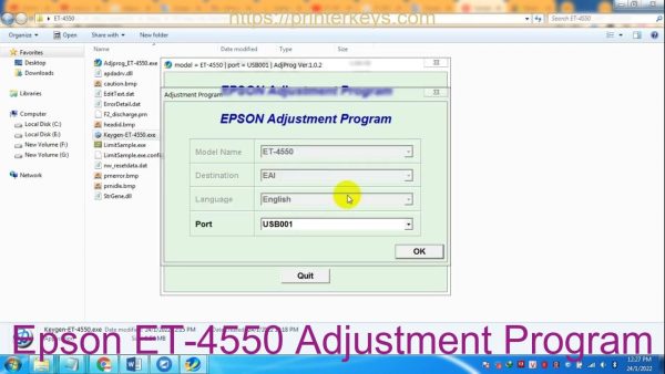 Epson ET-4550 Adjustment Program