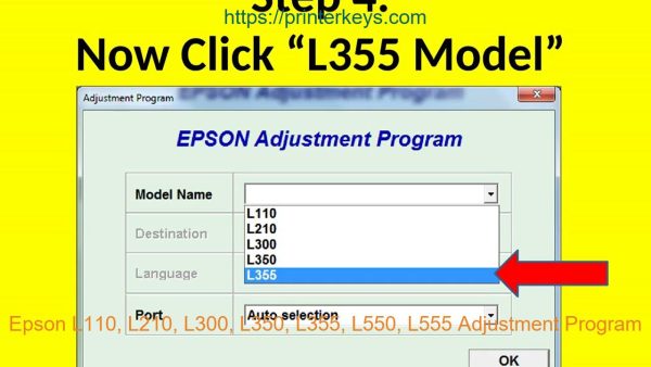 Epson L110, L210, L300, L350, L355, L550, L555 Adjustment Program