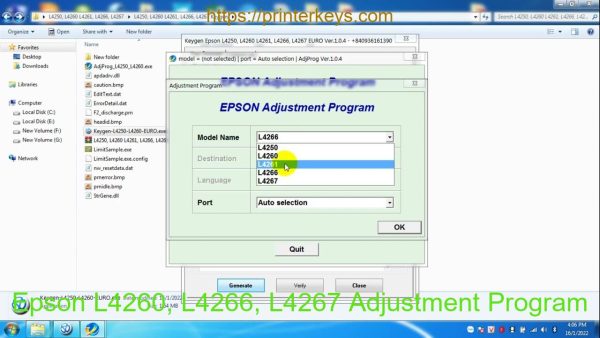 Epson L4260, L4266, L4267 Adjustment Program