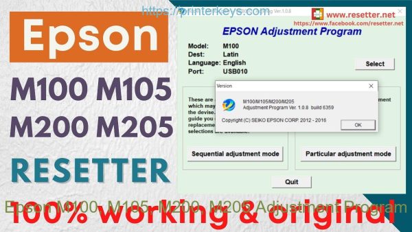 Epson M100, M105, M200, M205 Adjustment Program