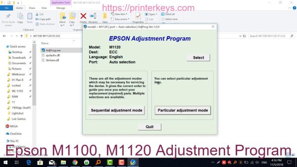 Epson M1100, M1120 Adjustment Program