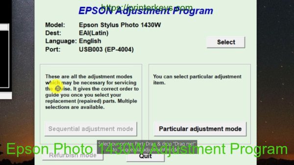 Epson Photo 1430W Adjustment Program