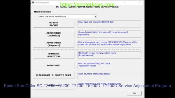 Epson SureColor SC-T3200, T5200, T7200, T5200D, T7200D Service Adjustment Program