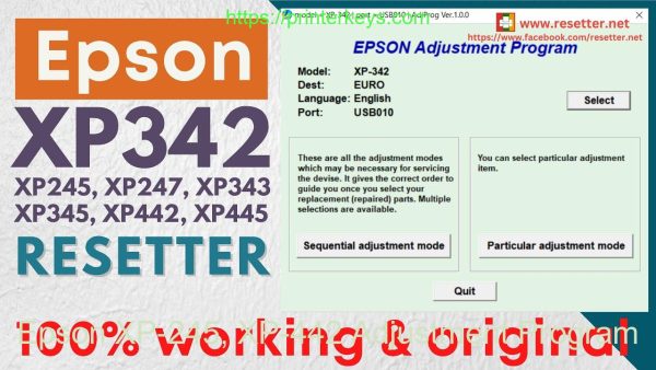 Epson XP-245, XP-442 Adjustment Program