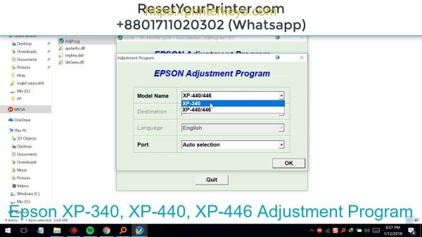 Epson XP-340, XP-440, XP-446 Adjustment Program