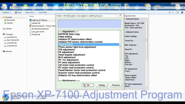 Epson XP-7100 Adjustment Program