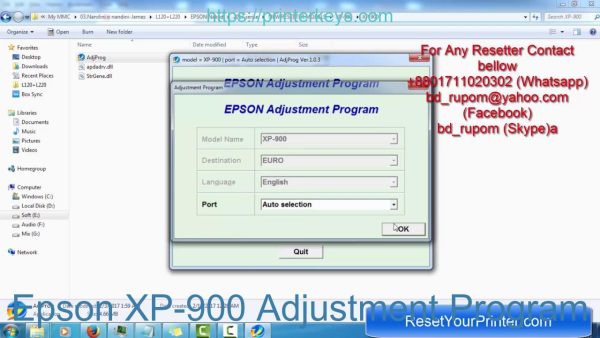 Epson XP-900 Adjustment Program